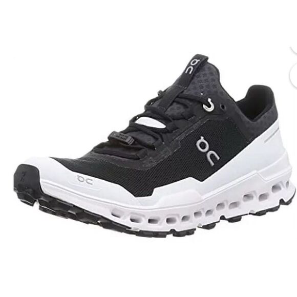 ON Running Womens Cloudultra Mesh Black White Trainers Size 8 - Picture 1 of 7